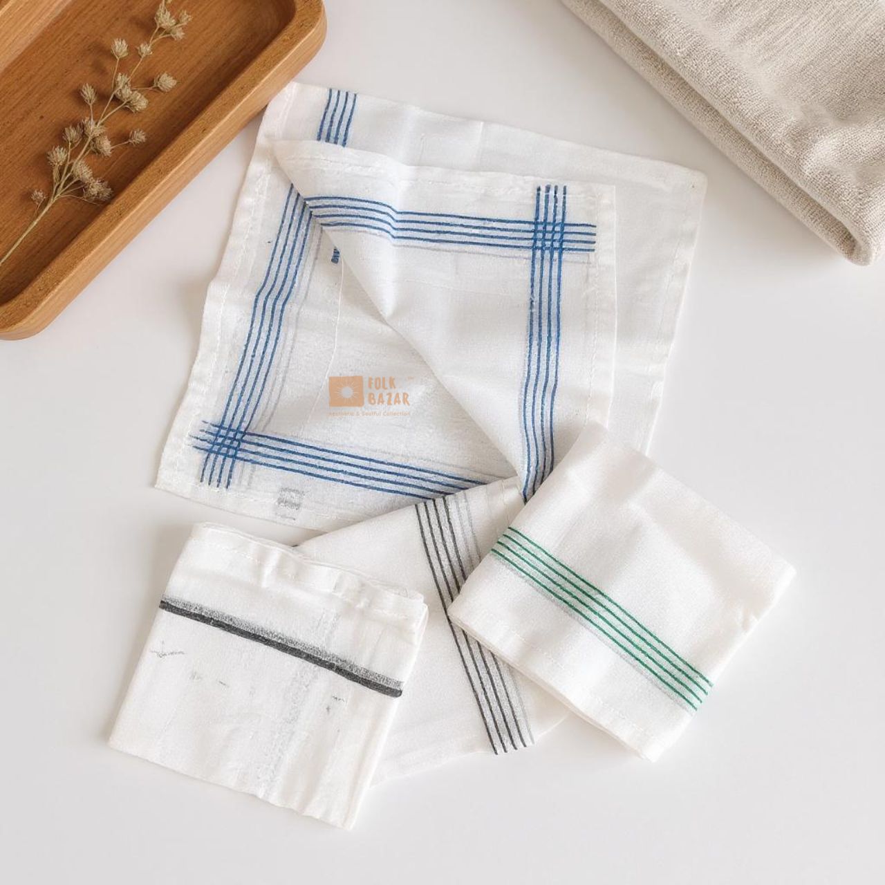 Pure Merchandised Cotton Hand Printed Handkerchiefs (Pack of 6)